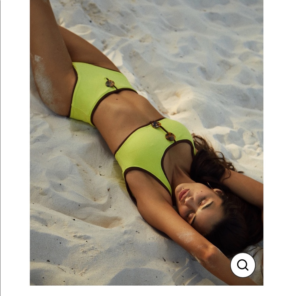 Same Los Angeles Swim - The Grace Tank and Bottom faux suede/citron)